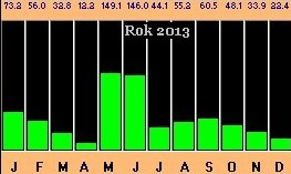 graf srážek roku 2013 po měsících